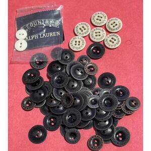 Lot of 80 Vintage Ralph Lauren Polo Buttons 72 Metal + 8 Plastic